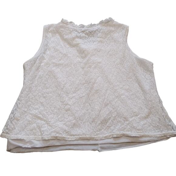 Notations Clothing Co White Lace Frill Size Small 19 Pit Summer Sheer Kawaii - Picture 2 of 7